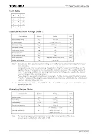 TC74HC00APF Datasheet Pagina 2
