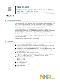 TDA9981BHL/8/C1;55 Datenblatt Cover