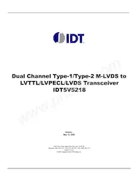 IDT5V5218PGGI8數據表 封面
