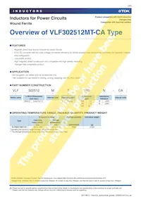 VLF302512MT-1R0N-CA數據表 頁面 3
