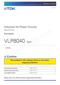 VLP8040T-1R5N Datasheet Cover