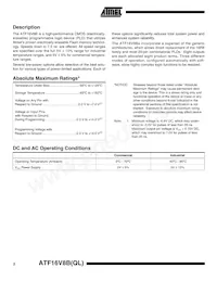 ATF16V8BQL-15XI Datasheet Pagina 2