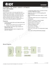 IDT92HD71B5X3PRGXB3X8 Datenblatt Cover