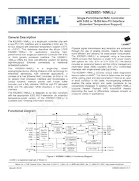 KSZ8851-16MLLJ數據表 封面