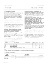 SAA7109E/V1 Datasheet Pagina 5