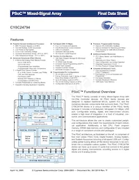 CY8C24794-24LFXIT Datenblatt Cover