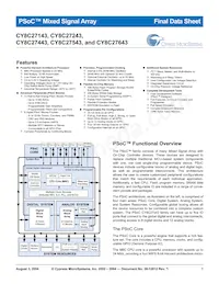 CY8C27643-24LFXIT Datenblatt Cover