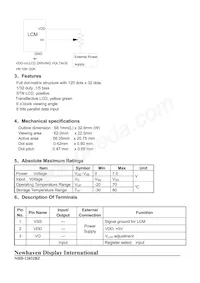 NHD-12032BZ-FSY-YBW Datasheet Pagina 4