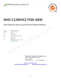 NHD-C12864CZ-FSW-GBW數據表 封面