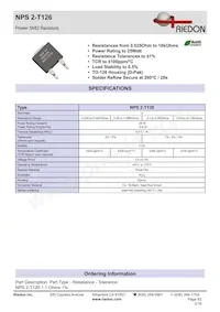 NPS 2-T126 0.750 OHM 5%數據表 封面