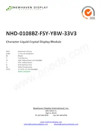NHD-0108BZ-FSY-YBW-33V3 Datenblatt Cover