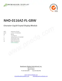 NHD-0116AZ-FL-GBW Datenblatt Cover