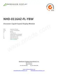 NHD-0116AZ-FL-YBW Datasheet Copertura