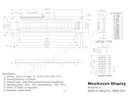 NHD-0116DZ-FL-YBW-33V Datasheet Page 3
