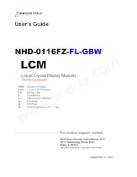 NHD-0116FZ-FL-GBW Datasheet Cover