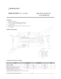 NHD-0116FZ-FL-GBW Datasheet Page 2