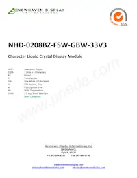 NHD-0208BZ-FSW-GBW-33V3 Datenblatt Cover