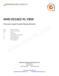 NHD-0216EZ-FL-YBW Datasheet Cover