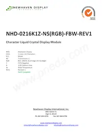 NHD-0216K1Z-NS(RGB)-FBW-REV1 Datenblatt Cover