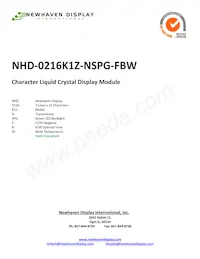 NHD-0216K1Z-NSPG-FBW Datasheet Copertura