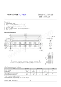 NHD-0220BZ-FL-YBW Datasheet Page 2