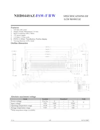 NHD-0440AZ-FSW-FBW Datasheet Pagina 2
