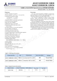 AS4C128M8D3B-12BINTR Datasheet Page 2