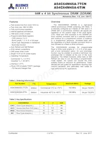 AS4C64M4SA-6TIN數據表 頁面 2