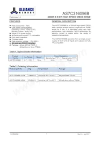 AS7C316096B-10BIN Datasheet Page 2