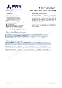 AS7C316096B-10BIN Datasheet Pagina 2