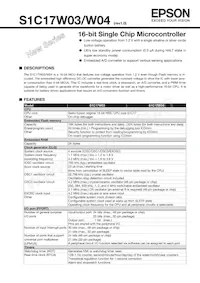 S1C17W04F101100-250 Datasheet Copertura