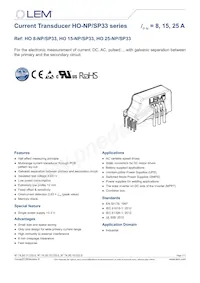 HO 15-NP/SP33-1000數據表 封面