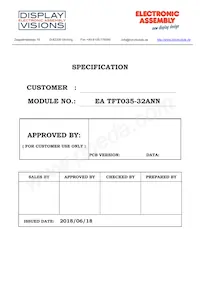 EA TFT035-32ANN Datasheet Cover