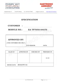 EA TFT050-84ATS Datasheet Cover