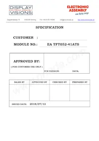 EA TFT052-41ATS Datasheet Cover