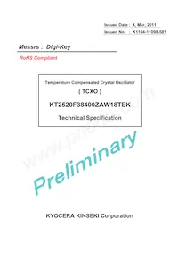 KT2520F38400ZAW18TEK Datasheet Copertura