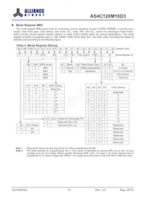 AS4C128M16D3-12BINTR數據表 頁面 14