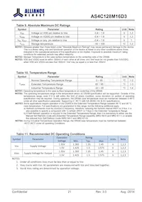 AS4C128M16D3-12BINTR數據表 頁面 21