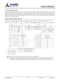 AS4C128M8D3-12BINTR數據表 頁面 14