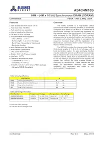 AS4C4M16S-6BINTR Datasheet Cover