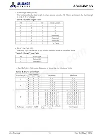 AS4C4M16S-6BINTR Datasheet Pagina 13