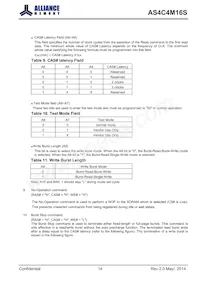 AS4C4M16S-6BINTR Datasheet Pagina 14