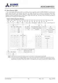 AS4C64M16D3-12BINTR Datasheet Page 14