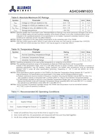 AS4C64M16D3-12BINTR數據表 頁面 21