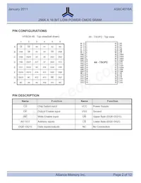 AS6C4016A-55BIN Datasheet Pagina 2