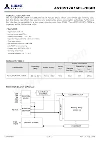 AS1C512K16PL-70BIN Datasheet Pagina 2