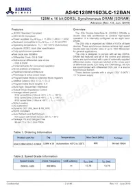 AS4C128M16D3LC-12BAN Datasheet Page 2