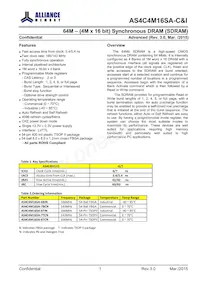 AS4C4M16SA-6BINTR Datasheet Page 2