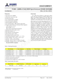 AS4C64M8D1-5TINTR Datasheet Page 2