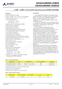 AS4C64M8D2-25BINTR Datasheet Page 2